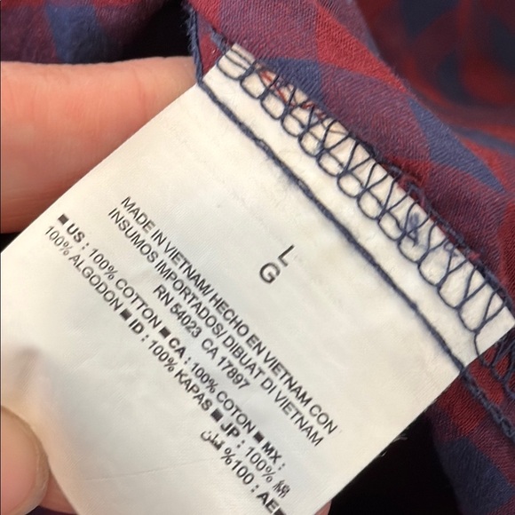 Old Navy Large Poplin Plaid Tunic Red and Blue Checkered Shirt - Picture 10 of 11